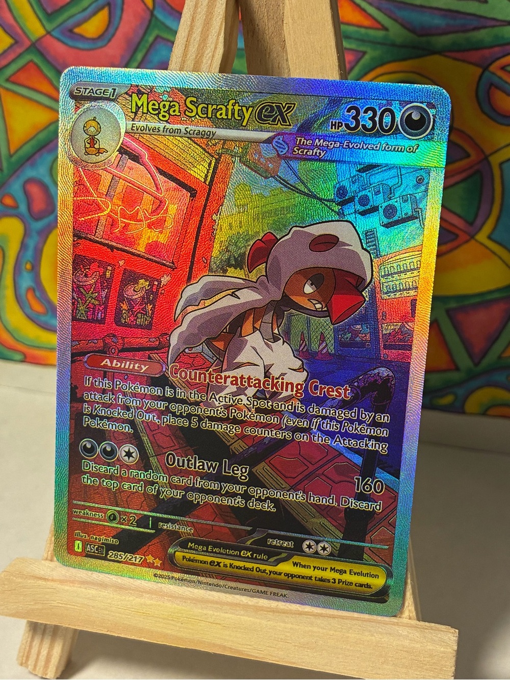 Mega Scrafty EX FAN ART Pokemon Holo Texture Custom Card Collectible Gift Toy